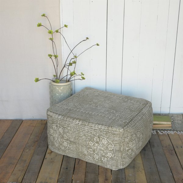 Wyatt Pouf - Square - Putty By HomArt Discount