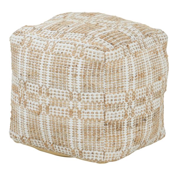 Casia Hemp & Cotton Pouf, Grid By HomArt Online now