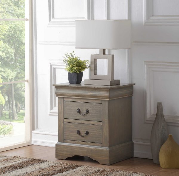 Classic Gray Wash Finish 2 Drawer Wooden Nightstand By Homeroots For Discount