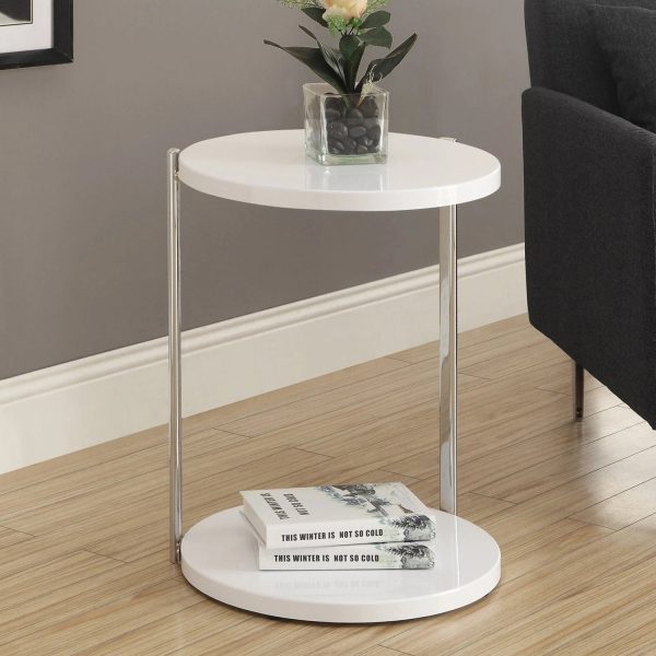 White Finish Laminate Metal Accent Table By Homeroots Cheap - Image 5