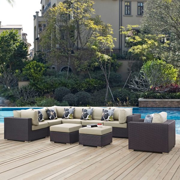 Convene 9 Piece Outdoor Patio Sectional Set By Modway - EEI-2373 For Cheap