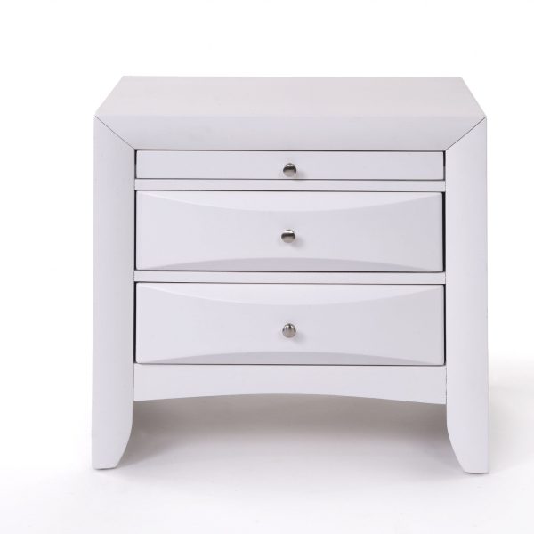 Elegant White 3 Drawer Nightstand By Homeroots Hot on Sale - Image 2