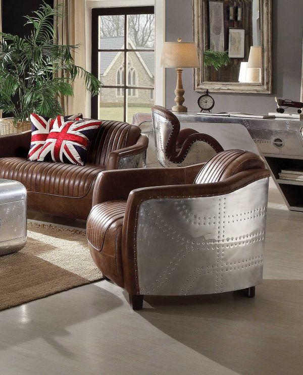 Retro Brown Leather Chair By Homeroots on Sale