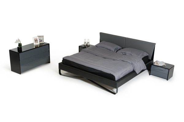 37  Grey And Black Leatherette And Metal Queen Bed By Homeroots Online Hot Sale - Image 4