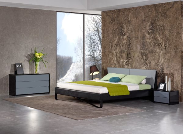 37  Grey And Black Leatherette And Metal Queen Bed By Homeroots Online Hot Sale