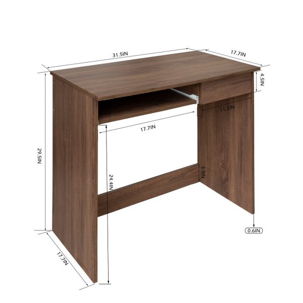 Minimalist Walnut Computer Table with Keyboard Tray By Homeroots Cheap - Image 5