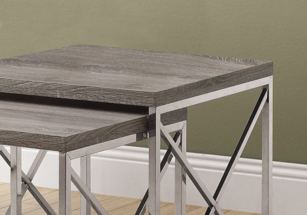 Dark Taupe Particle Board Metal 2pcs Nesting Table Set By Homeroots Online now - Image 2