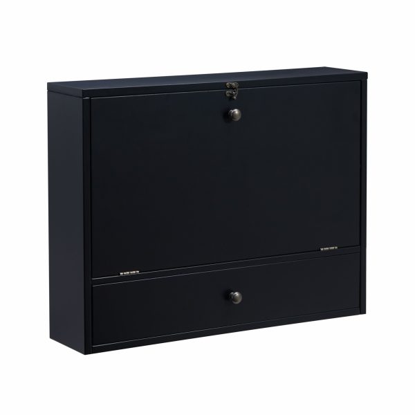Black Wall Mount Folding Desk By Homeroots For Discount - Image 5