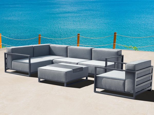 Gray Aluminum Modular Armless Chair By Homeroots Sale - Image 4