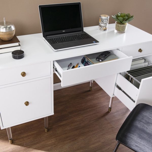 White Wood and Acrylic Writing Desk By Homeroots For Cheap - Image 2