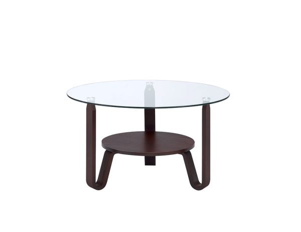 Dark Walnut Clear Glass Wood Coffee Table By Homeroots Online Sale - Image 3