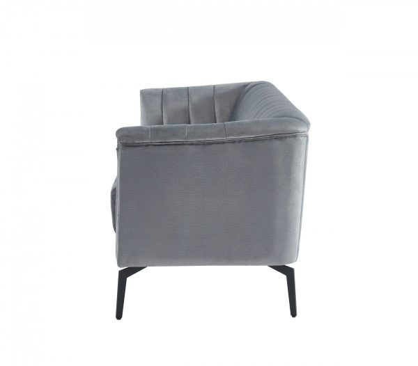 Urban 76  Grey Velvet Sofa With Tufted Back By Homeroots For Sale - Image 3
