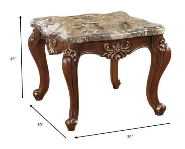 Marble Walnut Wood End Table By Homeroots - 347393 Hot on Sale - Image 5