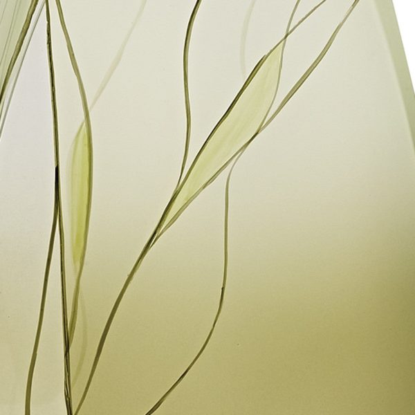12 Mouth Blown European Made Green Glass Hand Decorated Vase By Homeroots Online - Image 5