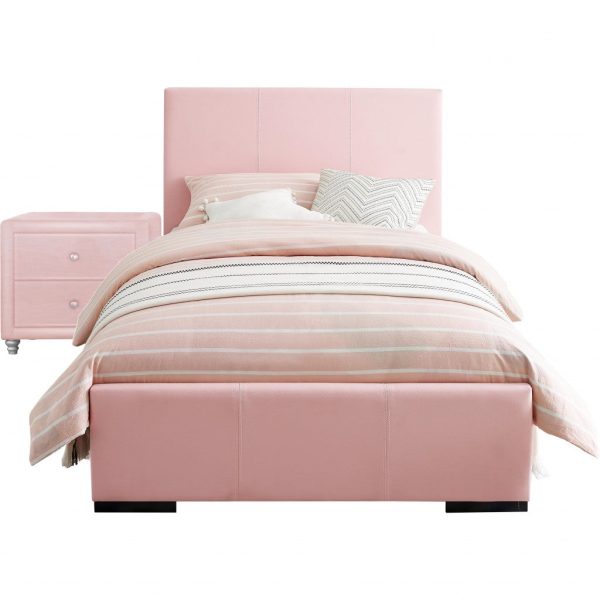 Pink Upholstered Full Platform Bed With Nightstand By Homeroots Cheap - Image 3