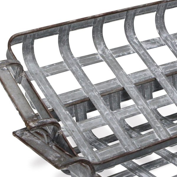 23  Gray Rectangular Metal Handmade Tray With Handles By Homeroots Online now - Image 5