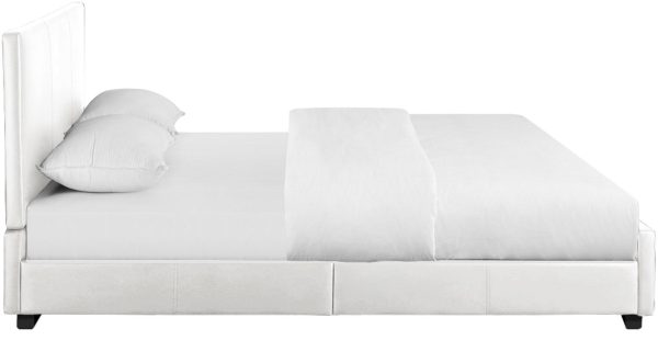 White Upholstered Twin Platform Bed By Homeroots Sale - Image 4
