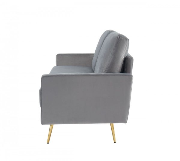 Compact 72  Grey Velvet Sofa With Two Cushions By Homeroots Online now - Image 3