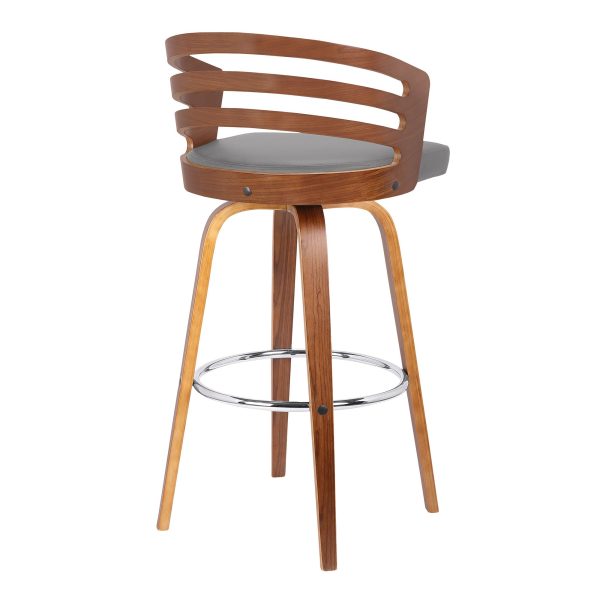 26  Gray Modern Faux Leather Swivel Bar Stool By Homeroots Online - Image 4