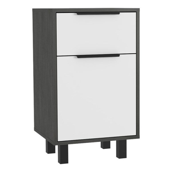Stylish and Contemporary Smokey Oak and White Bedroom Nightstand By Homeroots Supply - Image 4