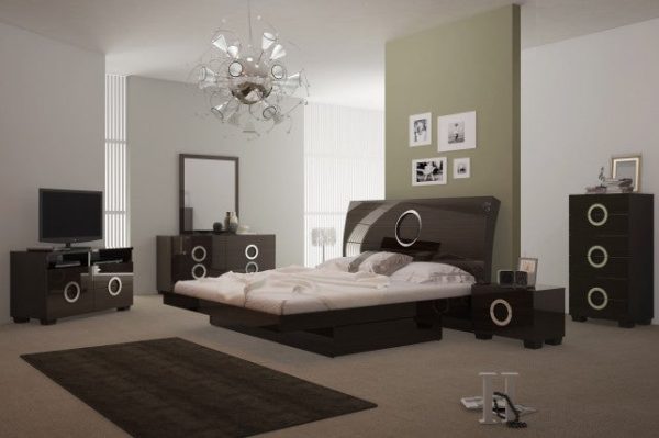 4Pc California King Modern Wenge High Gloss Bedroom Set By Homeroots - 343983 Sale