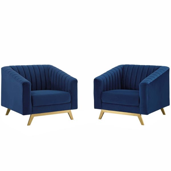 Valiant Vertical Channel Tufted Upholstered Performance Velvet Armchair Set of 2 By Modway - EEI-4142 Sale - Image 2