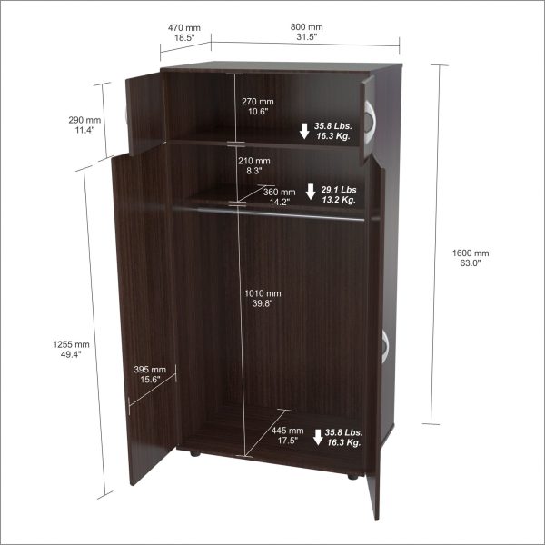 Espresso Finish Wood Wardrobe With Four Doors By Homeroots Supply - Image 5