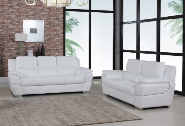 Modern White Leather Sofa And Loveseat By Homeroots - 343861 Online Sale - Image 2