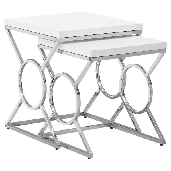 White Metal 2pcs Nesting Table Set By Homeroots For Discount