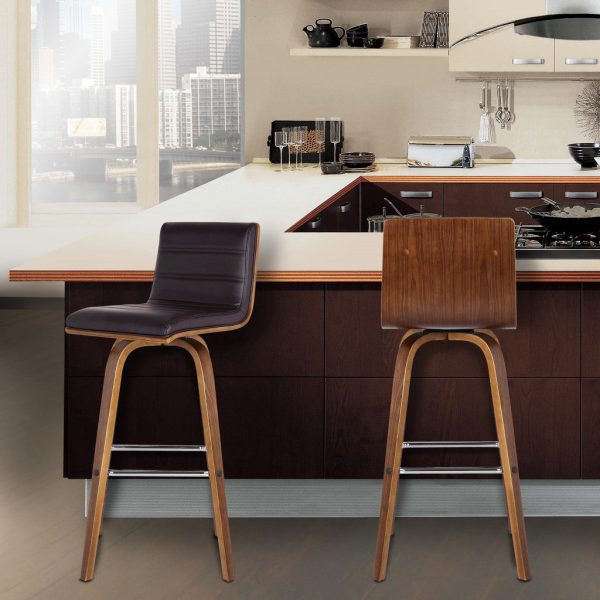 26” Brown Faux Leather Wooden Swivel Bar Stool By Homeroots Online Hot Sale
