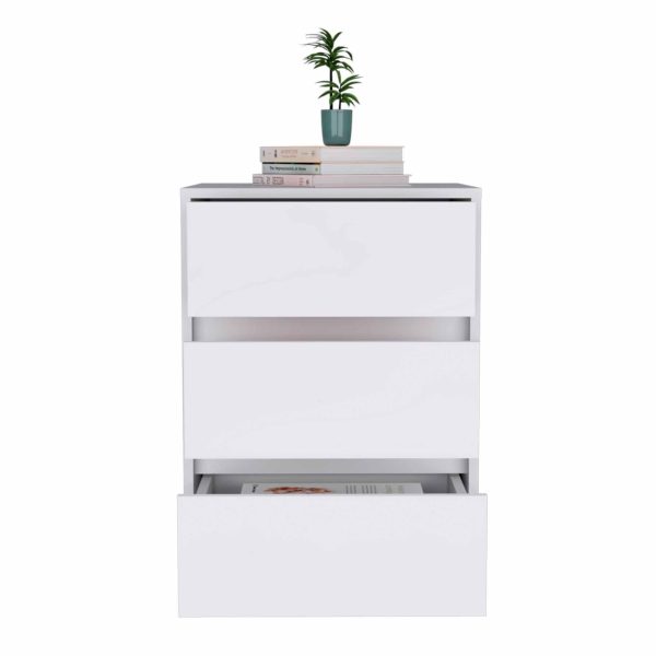 White Three Drawer Rolling Cabinet By Homeroots Discount - Image 5