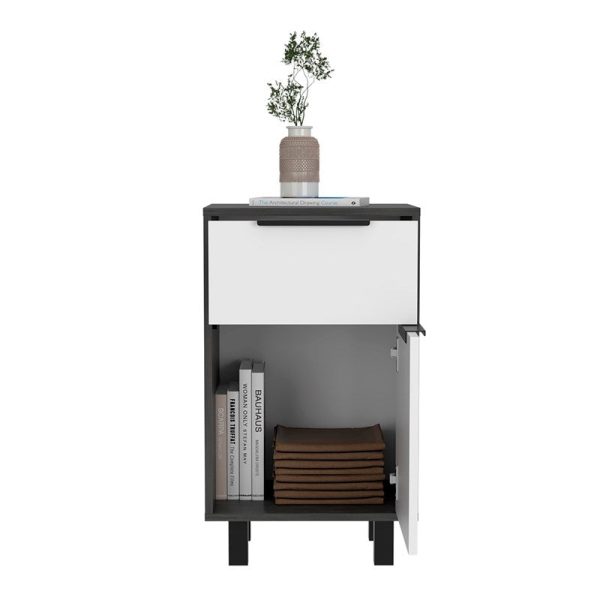 Stylish and Contemporary Smokey Oak and White Bedroom Nightstand By Homeroots Supply - Image 3