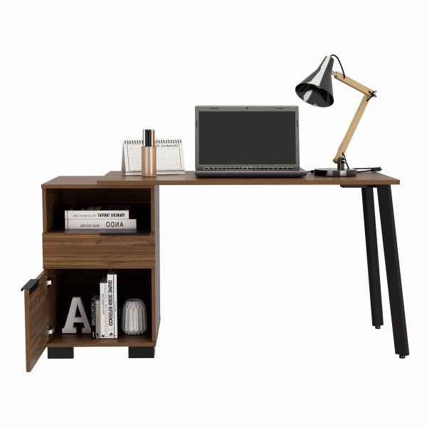 Contempo Flair Mahogany and Black Office Desk By Homeroots Fashion - Image 5