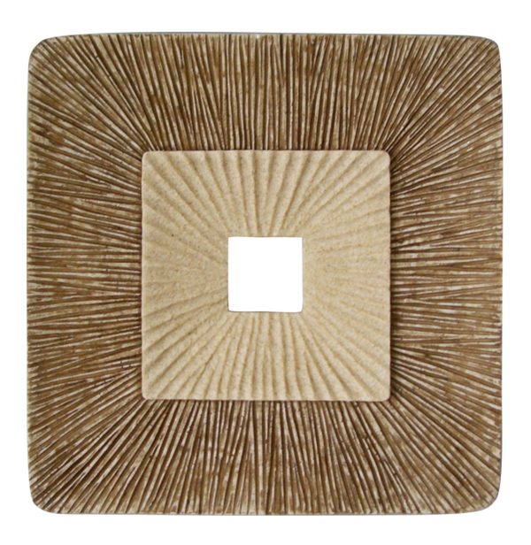 Brown Concave Square Double Layer Ribbed Wall Plaque Set of 2 By Homeroots Online