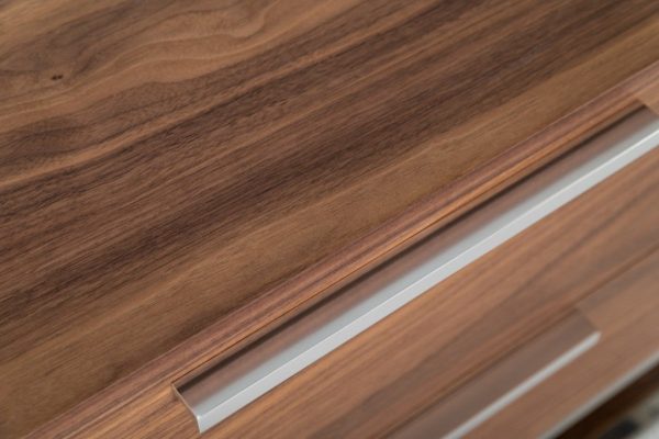 Contemporary Walnut And Stainless Steel Nightstand With Two Drawers By Homeroots Discount - Image 2