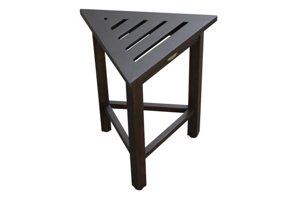 Hotel Dark Teak 18  Triangle Corner Shower Bench Or Shelf By Homeroots Online now - Image 3