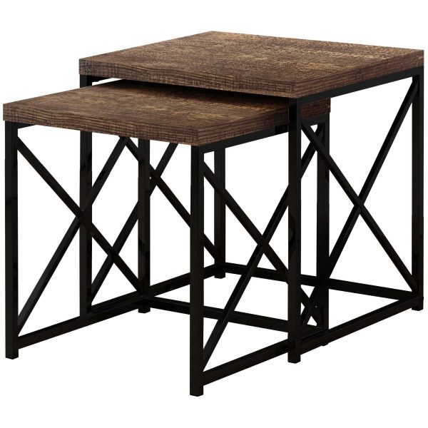 Brown Black Particle Board Metal 2pcs Nesting Table Set By Homeroots Fashion - Image 2