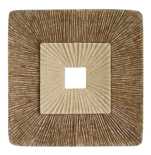 Brown Concave Square Double Layer Ribbed Wall Plaque Set of 2 By Homeroots Online - Image 3