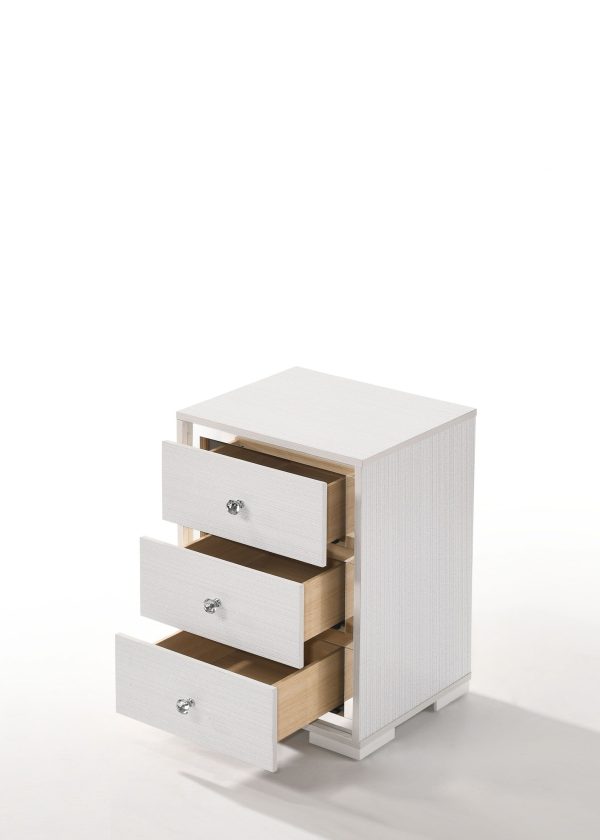 Cream Wood Veneer Paper Nightstand By Homeroots Hot on Sale - Image 2