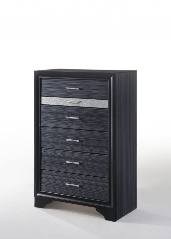 Sleek 51  Black 6 Drawer Chest Dresser By Homeroots Online now