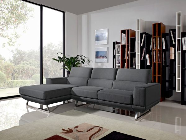 33  Dark Grey Fabric Foam Wood and Steel Sectional Sofa By Homeroots Discount