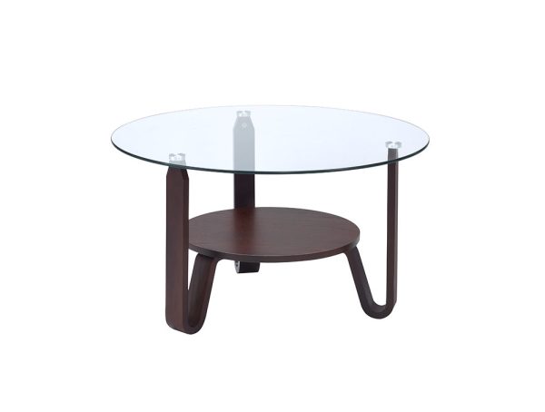 Dark Walnut Clear Glass Wood Coffee Table By Homeroots Online Sale