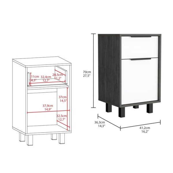 Stylish and Contemporary Smokey Oak and White Bedroom Nightstand By Homeroots Supply - Image 5