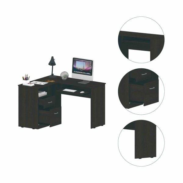 Thorpe Black L Shaped Computer Desk By Homeroots on Sale - Image 4
