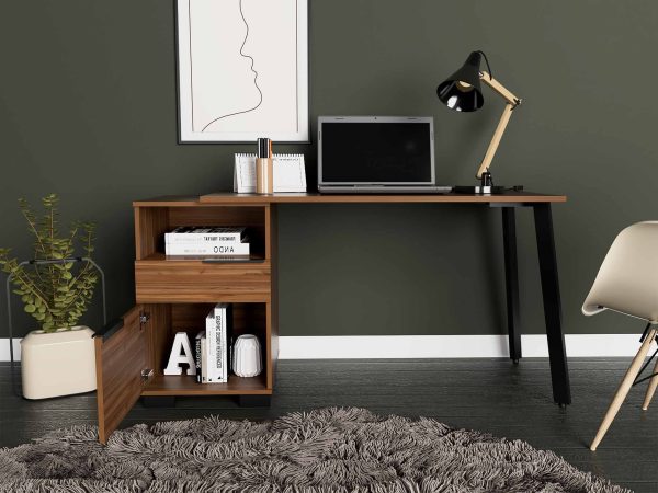 Contempo Flair Mahogany and Black Office Desk By Homeroots Fashion - Image 3