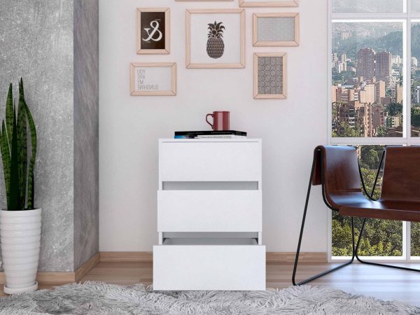 White Three Drawer Rolling Cabinet By Homeroots Discount - Image 4