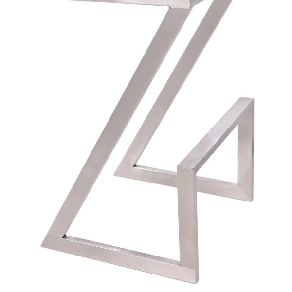 26  Contempo White Faux Leather and Stainless Backless Bar Stool By Homeroots Online - Image 5