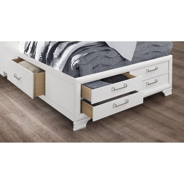 White Rubberwood Full Bed With Bookshelves Headboard Led Lightning 6 Drawers By Homeroots Online Hot Sale - Image 4