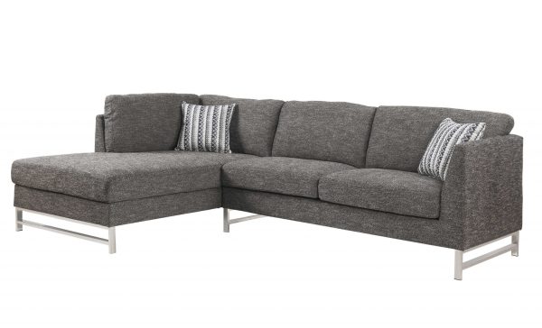 Gray Linen Upholstery Metal Leg Sectional Sofa By Homeroots Online now