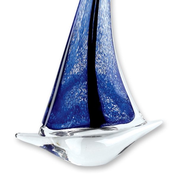 9 Blue Art Glass Sailboat By Homeroots Supply - Image 2